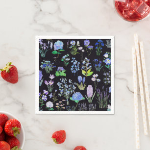 oljemålning för blå lila blommor-samling 2 pappersservett