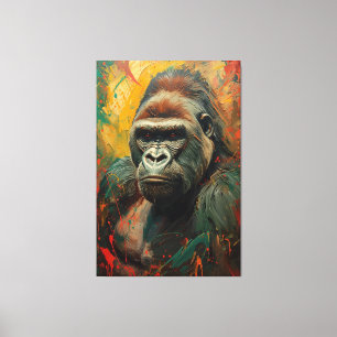 Oljemålning för konstgjord Gorilla Porträtt Vibran Canvastryck