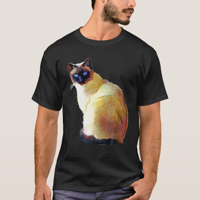 Oljemålning för siamesisk katt t shirt (Framsida)