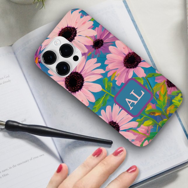 Oljemålning för söt Rosa Daisy  Monogrammad (Skapare uppladdad)
