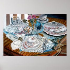 oljemålning fortfarande naturkonst snöre vas china poster