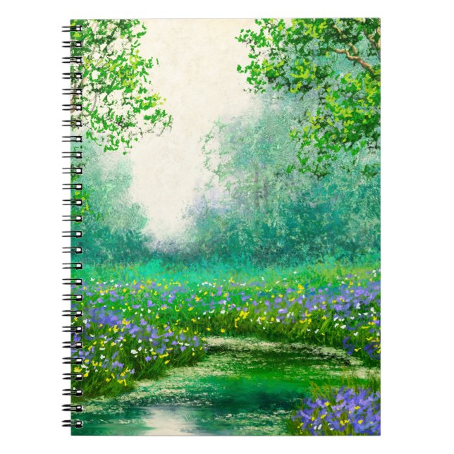 oljemålning i vår, skog. anteckningsbok (Framsidan)