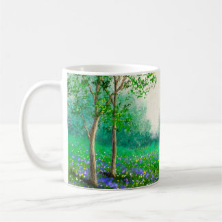 oljemålning i vår, skog. kaffemugg