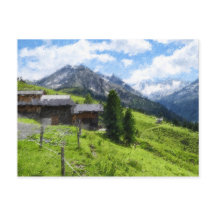 Oljemålning illustration av österrikiska Alpernor.