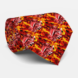 Oljemålning med brandmotor med brand, slips