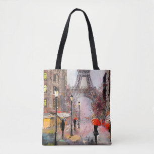 oljemålning på canvas, gatuvy över Paris. Artw Tygkasse