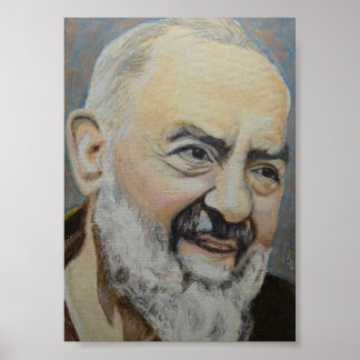 Oljemålning Porträtt av S. Padre Pio av Pietrelcin Poster