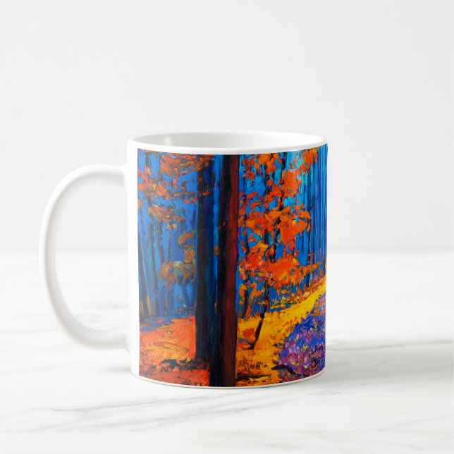  oljemålning som visar vacker höstskog på c kaffemugg (Vänster)