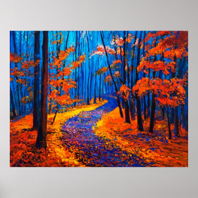 oljemålning som visar vacker höstskog på c poster (Framsidan)