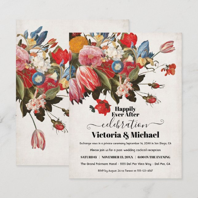 Oljemålning Stilleben Blommor Svar på bröllop RSVP (Fram/baksida)