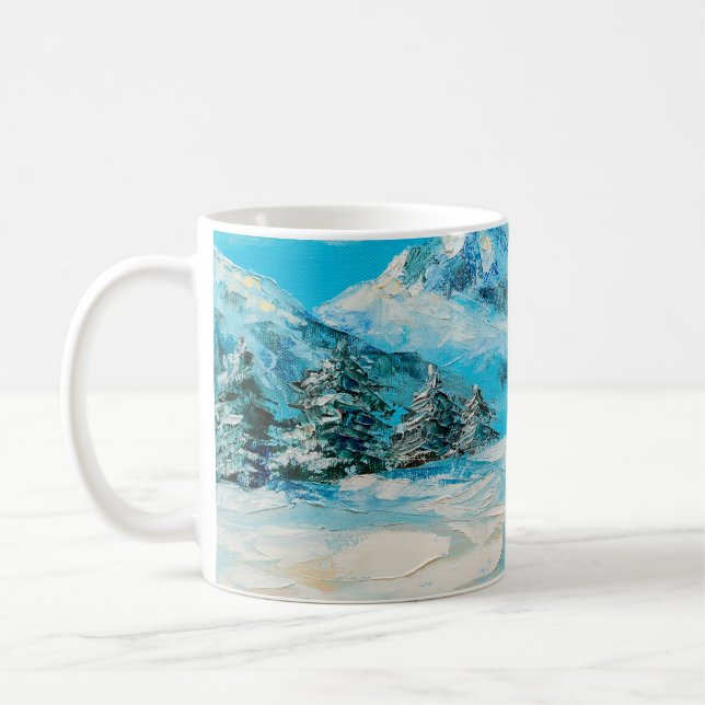 oljemålning, vinterlandskap med skarpsill kaffemugg (Vänster)