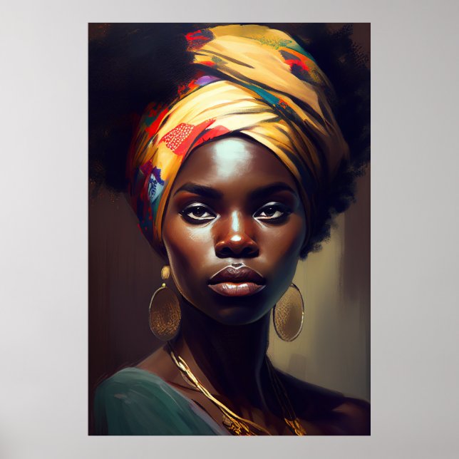 Oljemålningen African Woman Porträtt Poster (Framsidan)