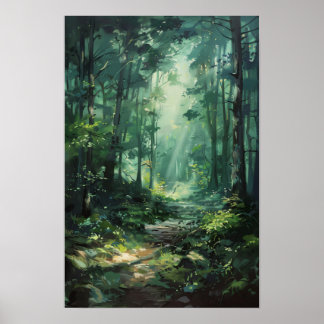 Oljemålningen av Lust Grönt Forest Poster