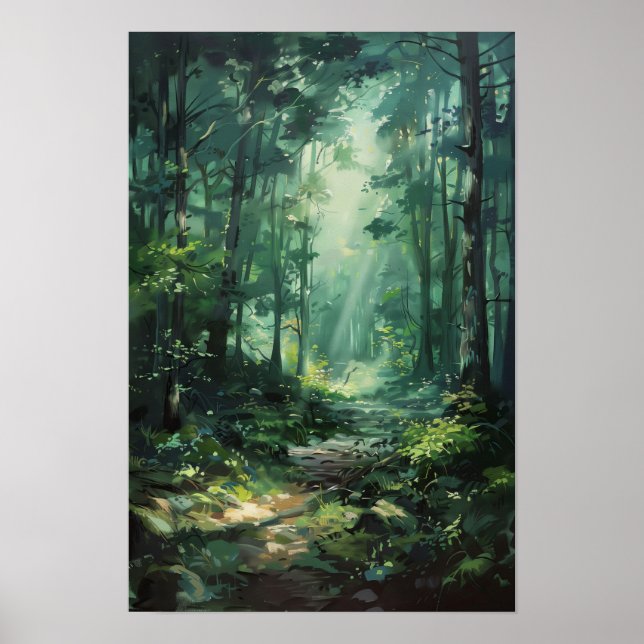 Oljemålningen  av Lust Grönt Forest Poster (Framsidan)