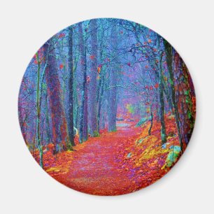 Oljemålningen Black Light Forest Magnet