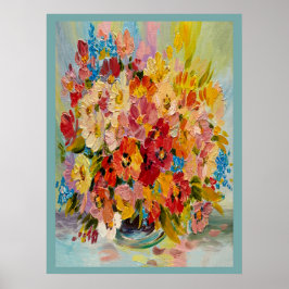 Oljemålningen blommigt Poster