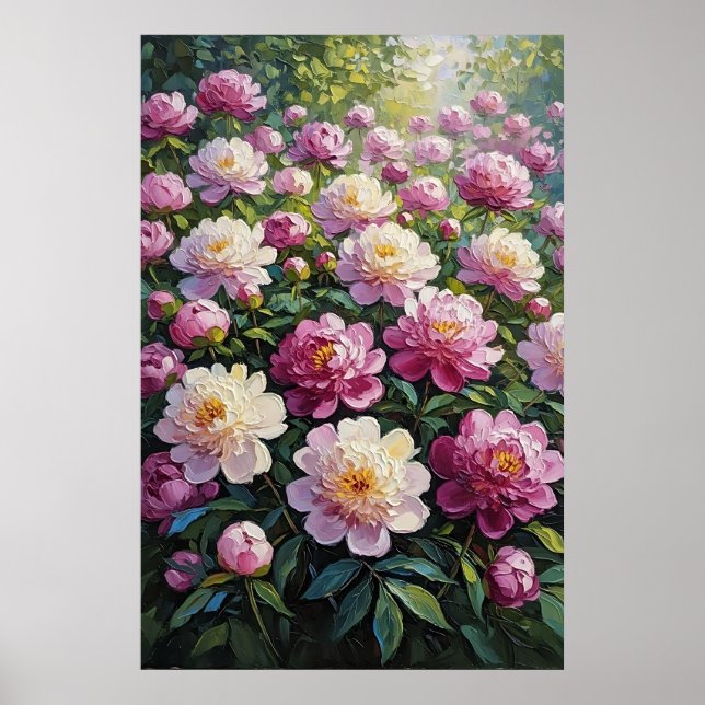 Oljemålningen Feng Shui Peony - Abundant Blommigt Poster (Framsidan)