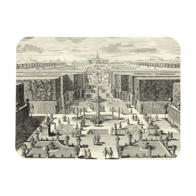 Oljemålningen Fontän i Garden of Versailles Magnet (Horisontell)