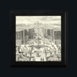 Oljemålningen Fontän i Garden of Versailles Minnesask<br><div class="desc">Paul Decker lockar en svart och vit oljemålning av fontän i Versailles trädgård. Decker var en arkitektonisk lärling på 1600-talet. Han tog fram ett antal formgivningar som publicerades i ett bok,  inklusive detta. Om man känner någon som njuter av vackert konstnärliga arkitektoniska omdömen skulle det göra en perfekt gåva!</div>