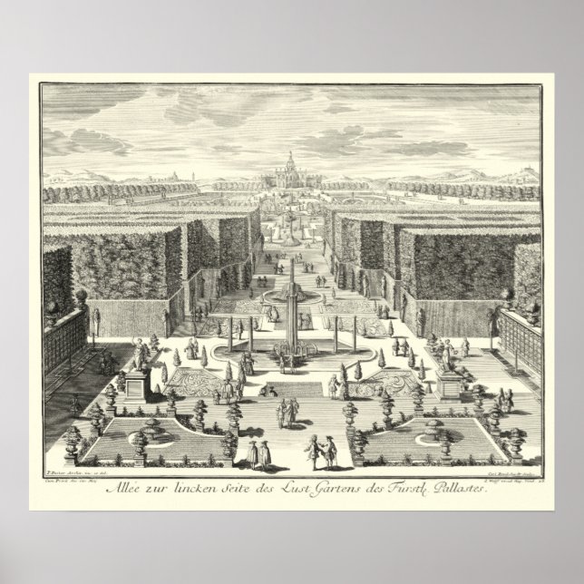 Oljemålningen Fontän i Garden of Versailles Poster (Framsidan)