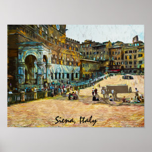 Oljemålningen för den vackra Siena Italien City Poster