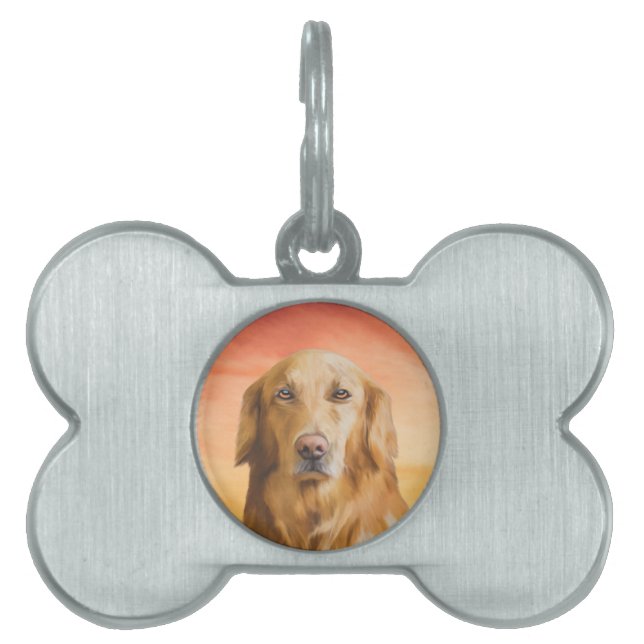 Oljemålningen Golden Retriever Hund Färg Art Vatte Namnbricka Husdjur (Framsidan)
