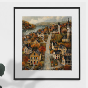 Oljemålningen Höstfolkmusik Poster