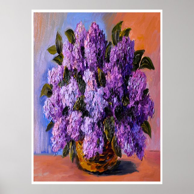 Oljemålningen Lilacs Blommigt Poster (Framsidan)