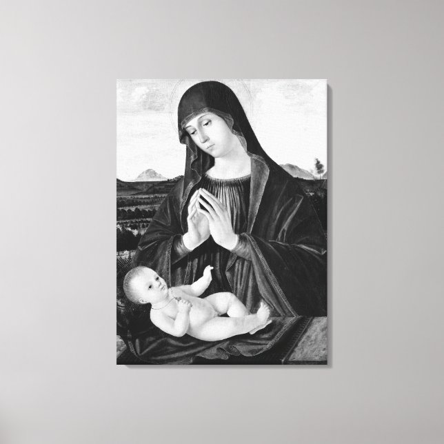 Oljemålningen Madonna och Child Black and White Canvastryck (Framsida)