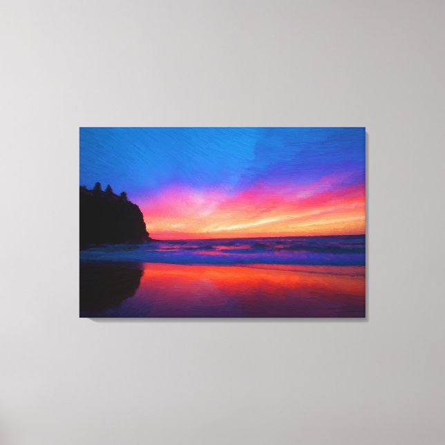 Oljemålningen Ocean Himlar Scape Skriv ut Wrapped Canvastryck (Framsida)