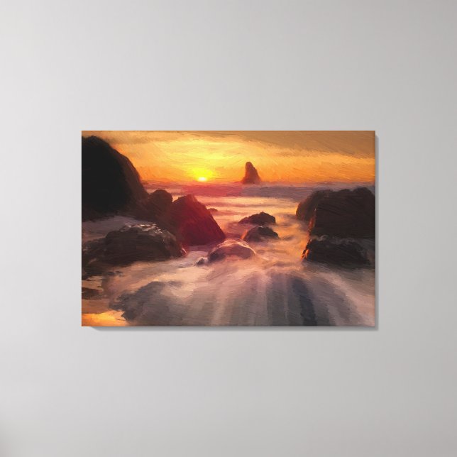 Oljemålningen orange Oceanen Skriv ut omformad Canvastryck (Framsida)