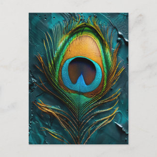 Oljemålningen Peacock Feather Makro Vykort