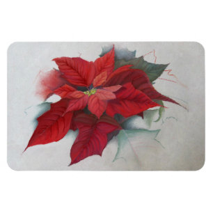Oljemålningen Poinsettia Flower jul Magnet