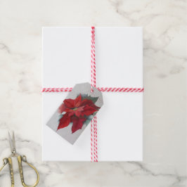 Oljemålningen Poinsettia Flower jul Presentetikett