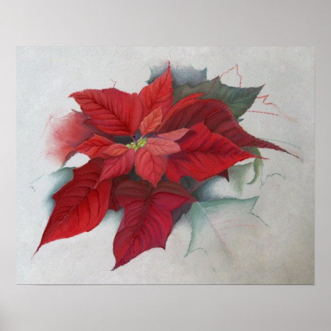 Oljemålningen Poinsettia jul Poster (Framsidan)