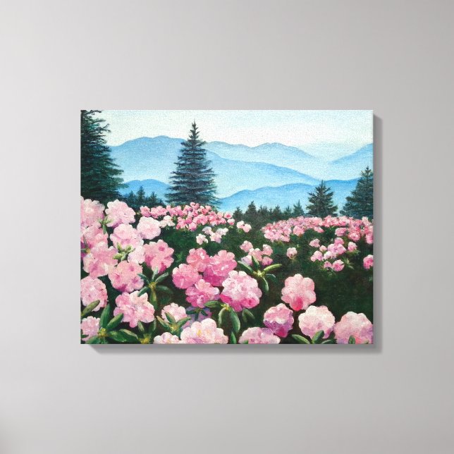 Oljemålningen Roan Mountain Rhododendrons Skriv ut Canvastryck (Framsida)