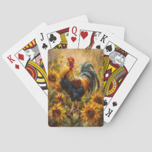Oljemålningen tupp och solblommor casinokort