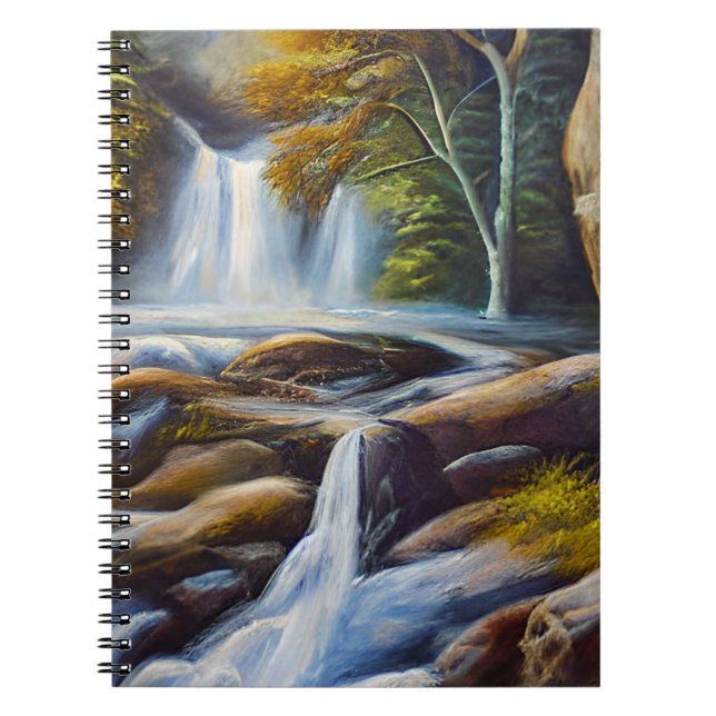 Oljemålningen Vacker Nature Waterfall Stream Anteckningsbok (Framsidan)
