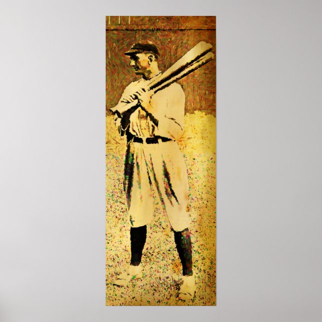 Oljemålningen vintage Baseball Player Poster (Framsidan)