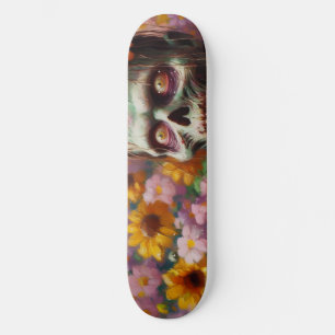 Oljemålningen Zombie i Flower Fält Halloween Mini Skateboard Bräda 18,5 Cm