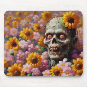 Oljemålningen Zombie i Flower Fält Halloween Musmatta