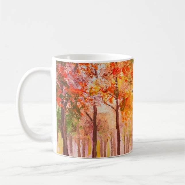 Oljemålningens landskap - färglös höstskog kaffemugg (Vänster)