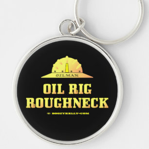 Oljeplattformråskinn, Oilman, Keychain, gåva, Rund Silverfärgad Nyckelring