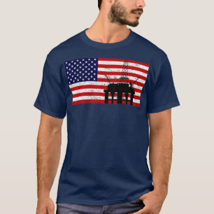 Oljepump Energi Industriell Maskin USA flagga T Shirt