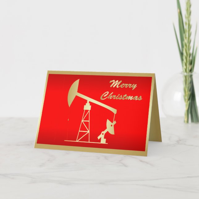 Oljepump Jack God jul Greeting Card Helgkort (Framsida)