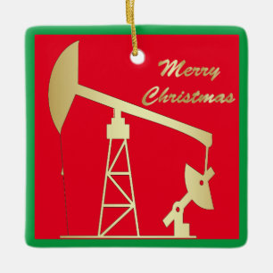 Oljepump Jack jul Keramisk prydnadsföremål Julgransprydnad Keramik