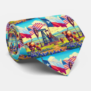 Oljepump Jack Texas American Flagga Longhorn Steer Slips