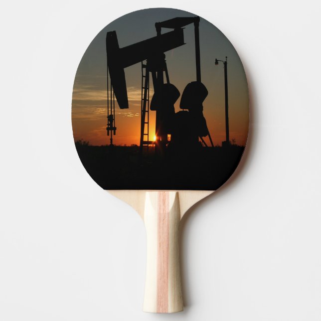 Oljepump Jack vid solnedgång Ping Pong Paddle Pingisracket (Framsidan)