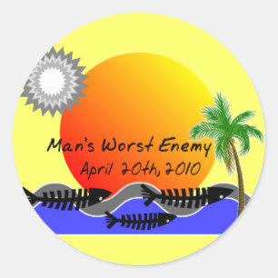 OLJEutsläppskatastrof T-Shirts Runt Klistermärke