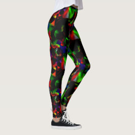 Oljig grönt och rödfläckar med mörk leggings